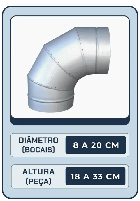 Curva 90° para Dutos 8 a 20 cm (Diâmetro) - Em Galvalume