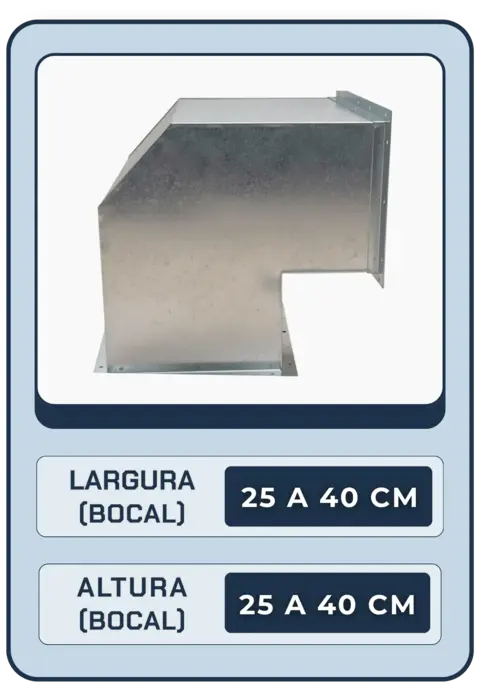 Curva 90° Retang. 25 a 40 cm Bocal (L x A) - Galvalume