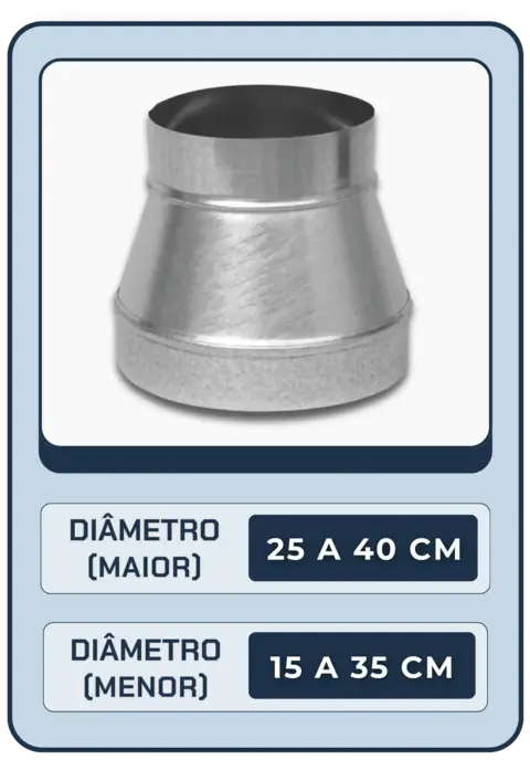 Cone de Redução 25 a 40 cm (diâmetro) - Em Galvalume