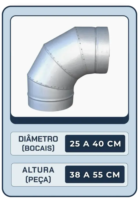 Curva 90° para Dutos 25 a 40 cm (Diâmetro) - Em Galvalume