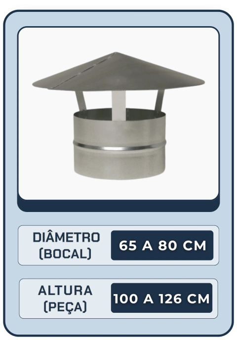 Chapéu Chinês 65 a 80 cm (Diâmetro) para Dutos - Em Galvalume