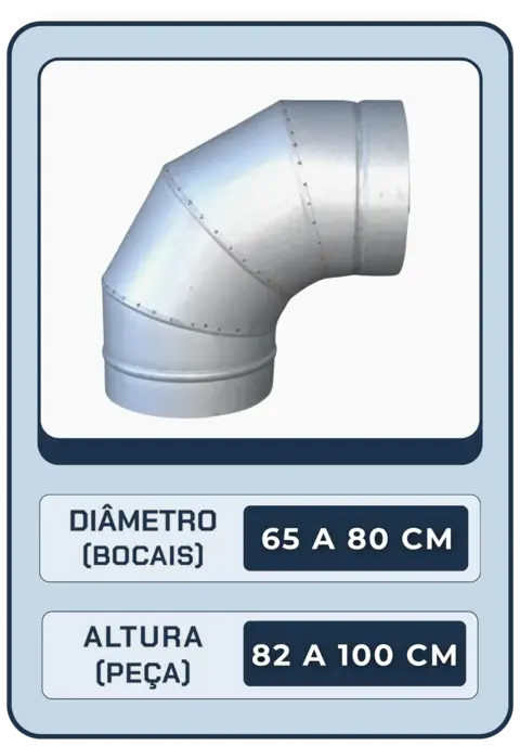 Curva 90° para Dutos 65 a 80 cm (Diâmetro) - Em Galvalume