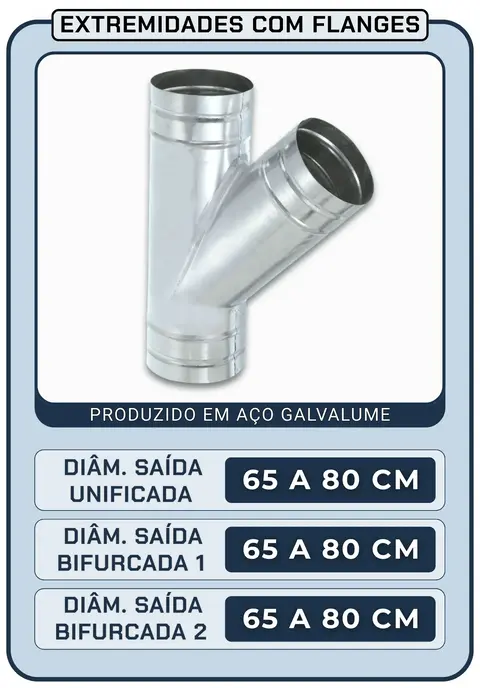 Bifurcação em Y 65 a 80 cm (diâmetro) - Com Flanges
