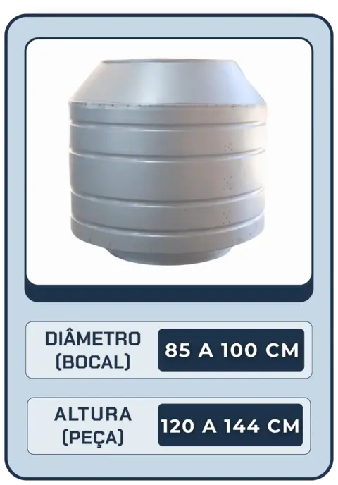 Chapéu Canhão Sputnik 85 a 100 cm (Diâmetro) para Dutos - Em Galvalume