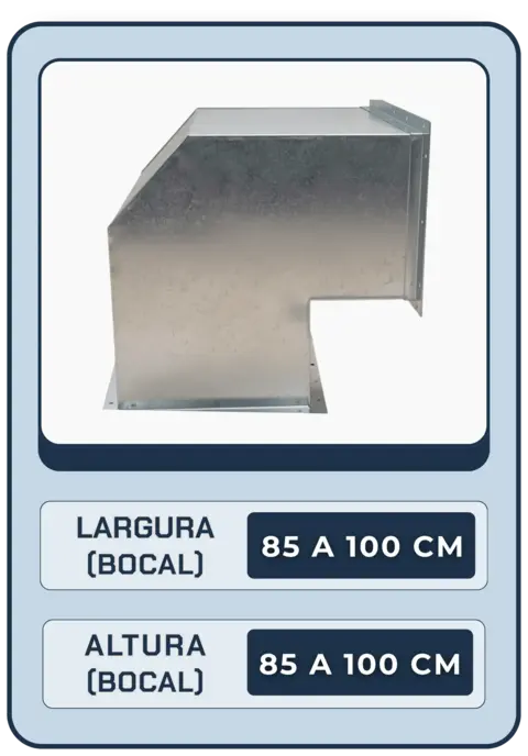 Curva 90° Retang. 85 a 100 cm Bocal (L x A) - Galvalume