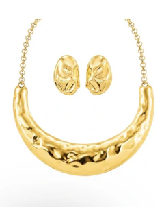 Conjunto Choker Aro e Brinco Orgânico Martelado - comprar online