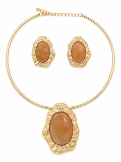 Conjunto Choker Aro e Brinco Resinado - comprar online