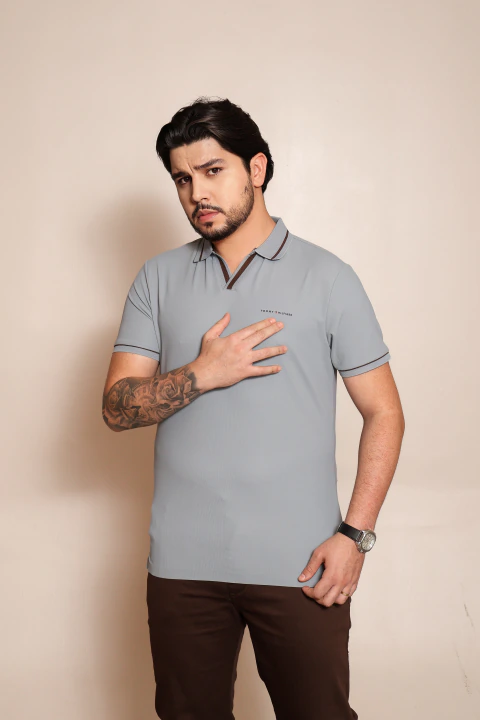 Gola V Italiana Tommy Hilfiger Cinza Claro