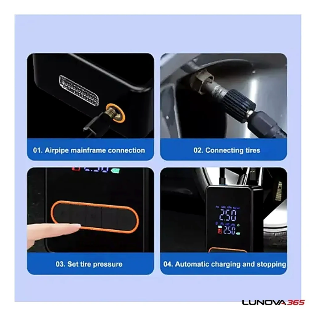 Contenido del paquete del mini compresor digital