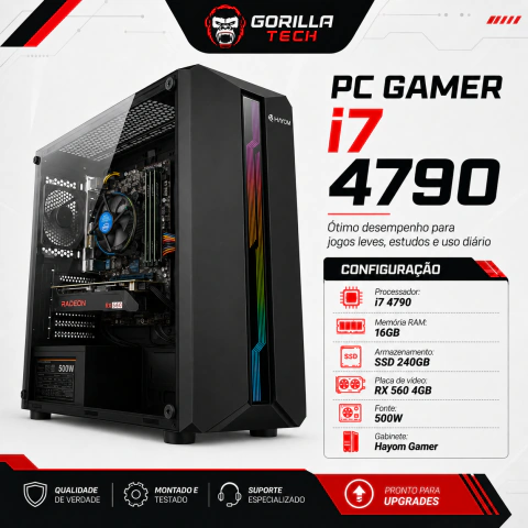 PC Gamer i7 4790 RX 560, 16GBs SSD 240GB