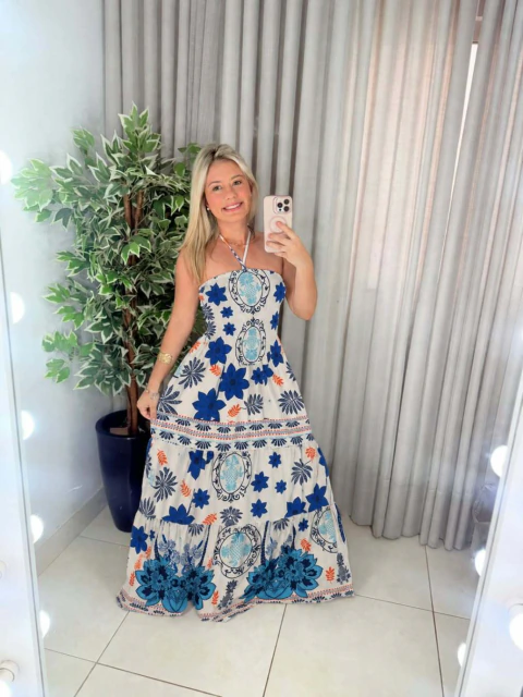 Vestido longo Lastex