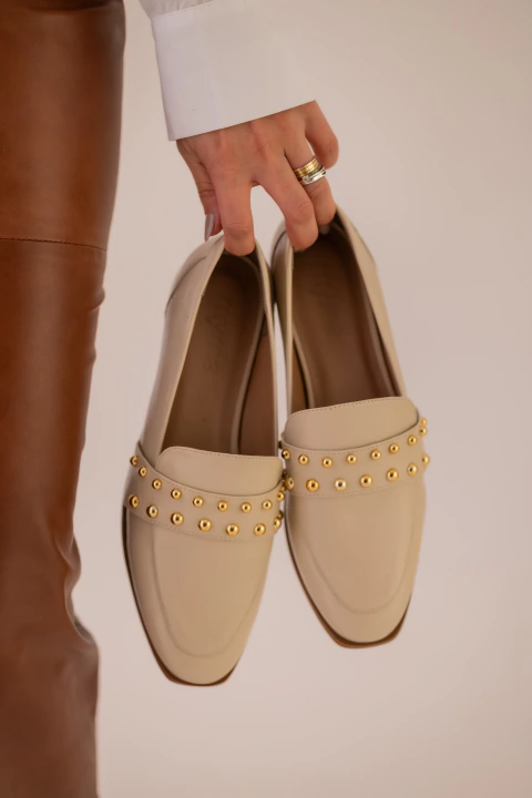 Mocassim I Loafer áurea - Em couro