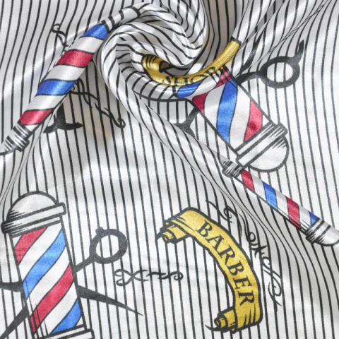 TECIDO CETIM ESTAMPADO BARBEARIA LARG. 1,47MT 100% POLIESTER 78GR/M2 COR ÚNICA