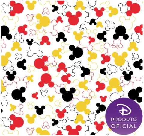 TECIDO TRICOLINE ESTAMPADO COLECAO DISNEY MICKEY MOUSE SILHUETA LARG.150CM 100%ALGODAO COR ÚNICA