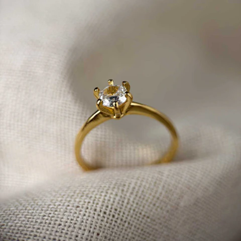Anel Solitário Regulável Liso 5mm Banhado em Ouro 18K