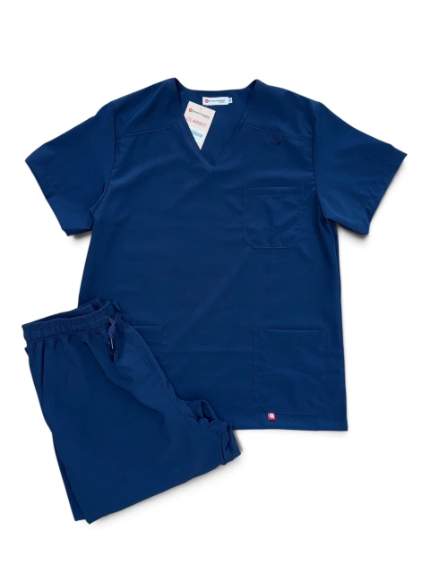 Ambo médico unisex azul marino de tela Fiber