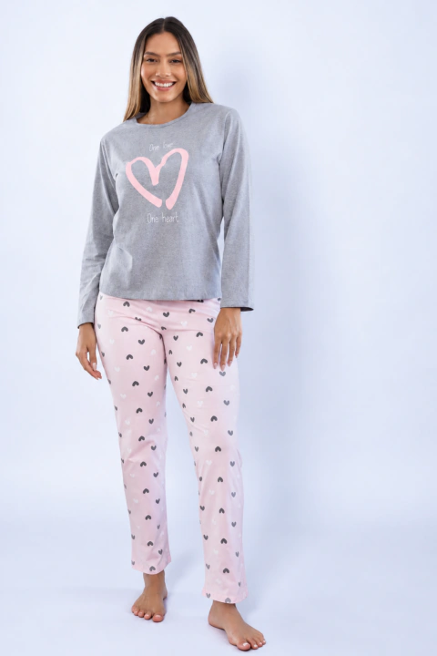 Pijama de Frio Feminino Mescla