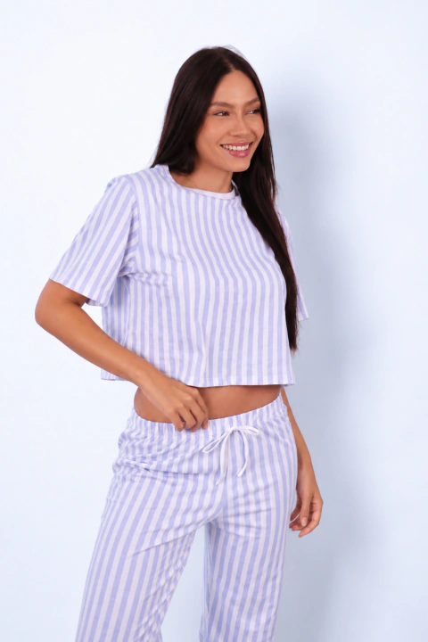 Pijama Meia Estação Cropped Listra