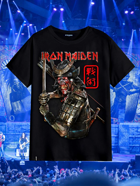 Remera Iron Maiden Samurai Negra