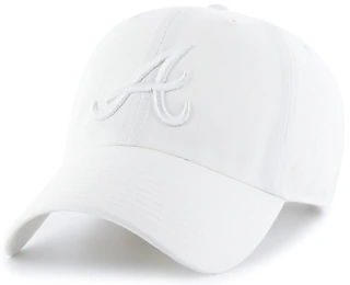 '47 Boné MLB branco/branco com logotipo primário limpo alça ajustável, tamanho único adulto serve para todos, Atlanta Braves, Tamanho Único