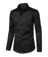 Camisa social masculina slim fit, manga comprida, abotoada, com bolso, sem vincos