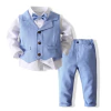 Conjunto de 3 peças para bebês meninos com camisa social + gravata borboleta + colete e calça - loja online