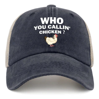 WHO You Callin' Chicken Hat Trucker Boné feminino engraçado malha boné de beisebol para o verão