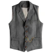 Colete masculino casual de lã espinha de peixe ocidental de tweed para padrinho - Castor Bezerra