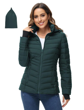 ROYAL MATRIX Jaqueta feminina acolchoada, leve e acolchoada de inverno com capuz removível