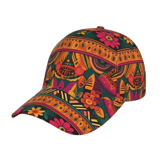 Boné de beisebol mexicano Folk Art Boho ajustável Golf Dad Hat Fashion Cotton Sport Hats for Men Women Visor Cap Preto
