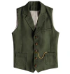 Colete masculino casual de lã espinha de peixe ocidental de tweed para padrinho