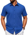 Alimens &amp; Gentle Camisa social masculina de manga curta, sem rugas, lisa, casual, abotoada, para casamento de verão e negócios - comprar online
