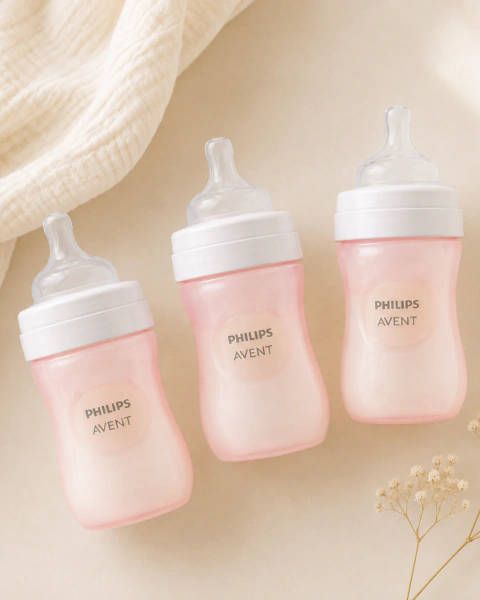 PACK X 3 MAMADERAS PHILIPS AVENT NATURAL RESPONSE ROSA 260 ML - 3M+