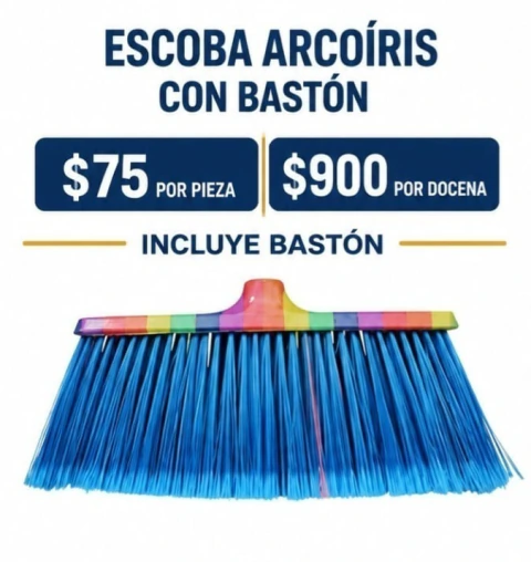 Escoba Arcoíris con Bastón
