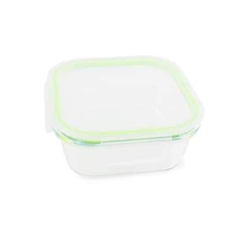 Pote Marmita de Vidro Quadrado com Tampa Hermética 520 ml Verde