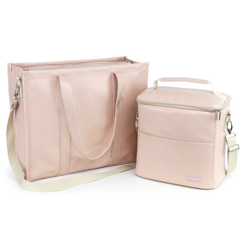 Kit Bolsa Tote Pro com Alça + Térmica Move Grande Nude