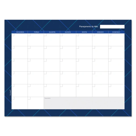 Bloco Planner Mensal Quadriculado Azul