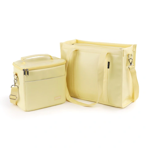 Kit Bolsa Tote Midi com Alça + Térmica Move Média Amarelo Manteiga