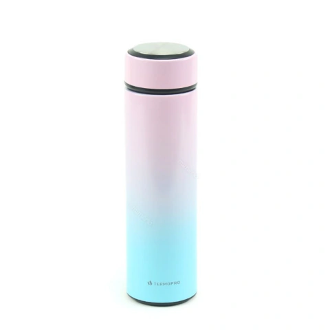 Garrafa Térmica de Inox com Infusor Tie Dye Rosa e Azul 500 ml