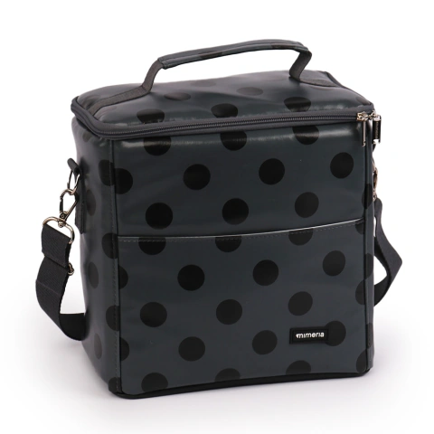 Bolsa Térmica Move Grande Polka Dots Cinza com Preto