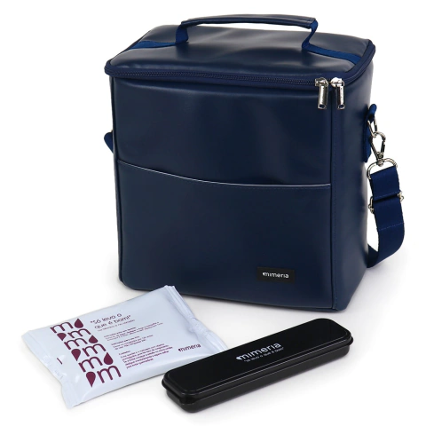 Kit Bolsa Térmica Move Grande Azul Atlântico + Porta Talheres + Térmica em Gel