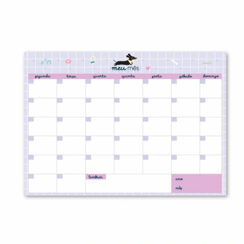 Bloco Planner de Mesa Mensal Hola Dog