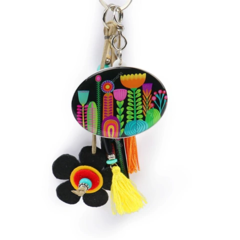 Chaveiro Floral Preto
