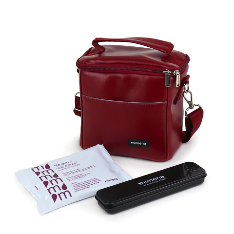 Kit Bolsa Térmica Move Mini Vemelho Cereja + Porta Talheres + Térmica em Gel