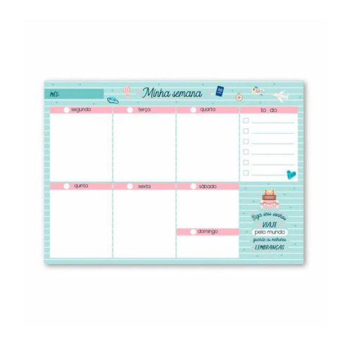 Bloco Planner de Mesa Semanal Hola Viagem