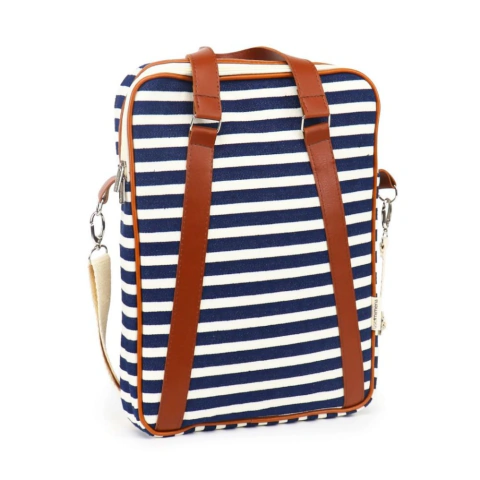 Pasta Porta Notebook Listras Azul Marinho