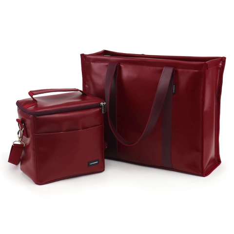 Kit Bolsa Tote + Térmica Move Média Vermelho Cereja
