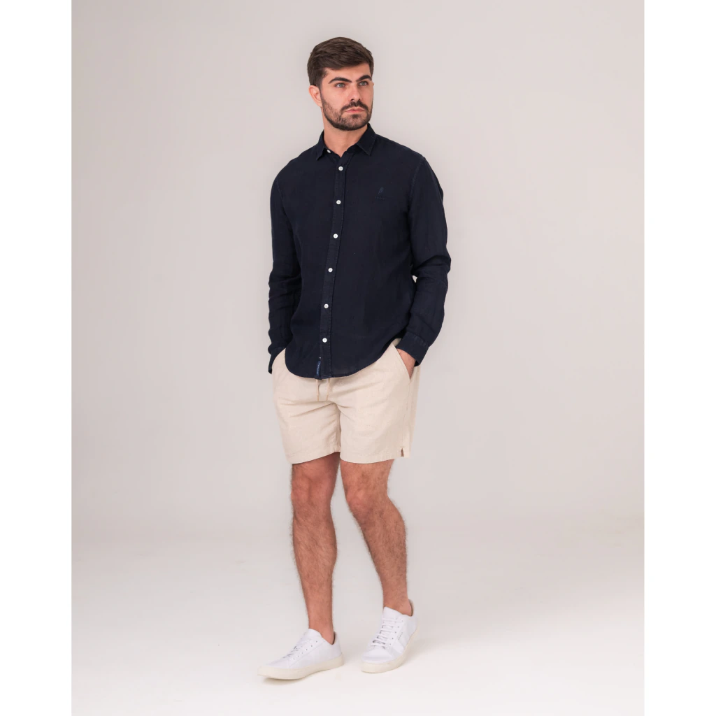 Camisa ML Linho Bordado