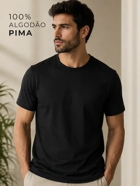 CAMISETA PIMATECH ALGODÃO PIMA - PRETO