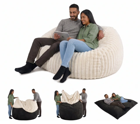 Sillón Puff Cama 2 en 1 Queen | Tela Soft